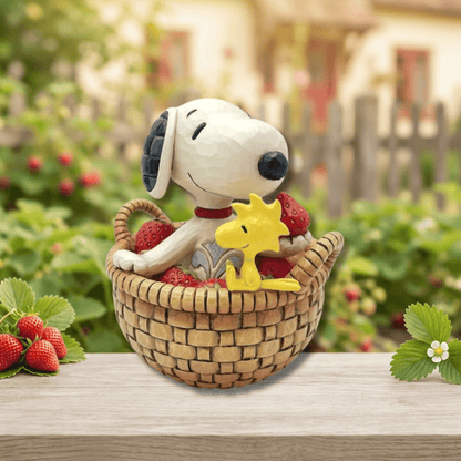 Snoopy in Basket of Strawberries Figurine Peanuts By Jim Shore