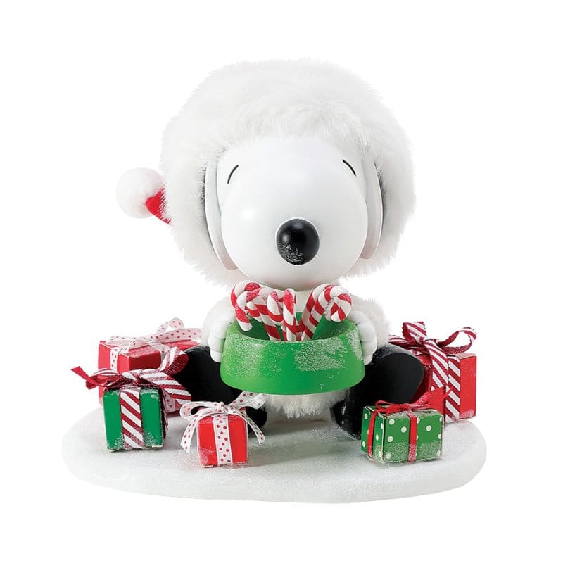 Snoopy's Bowl of Treats (Candy Canes) Figurine Peanuts Possible Dreams By Department 56 6017730
