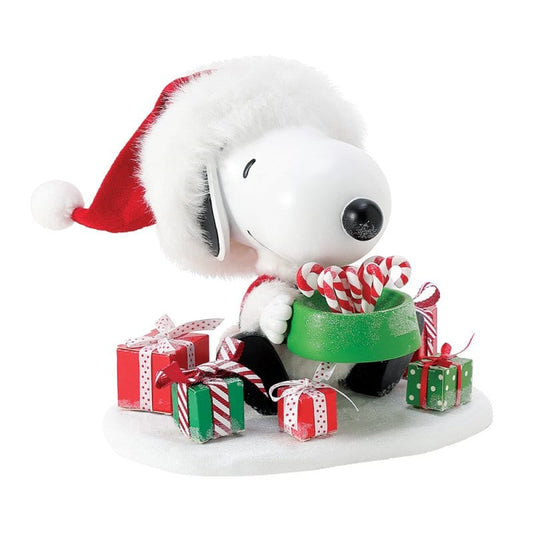 Snoopy's Bowl of Treats (Candy Canes) Figurine Peanuts Possible Dreams By Department 56 6017730