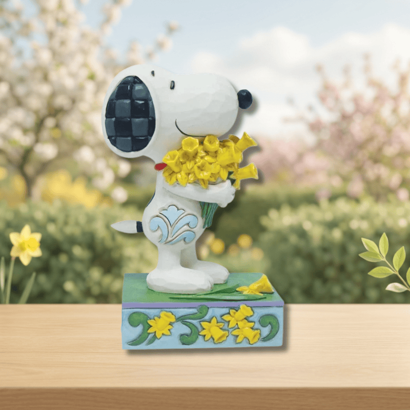 Snoopy with Daffodils Figurine Peanuts By Jim Shore