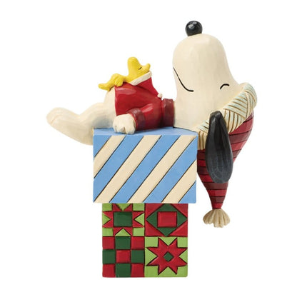 Snoopy & Woodstock on Stacked Gifts Figurine Peanuts By Jim Shore 6018683