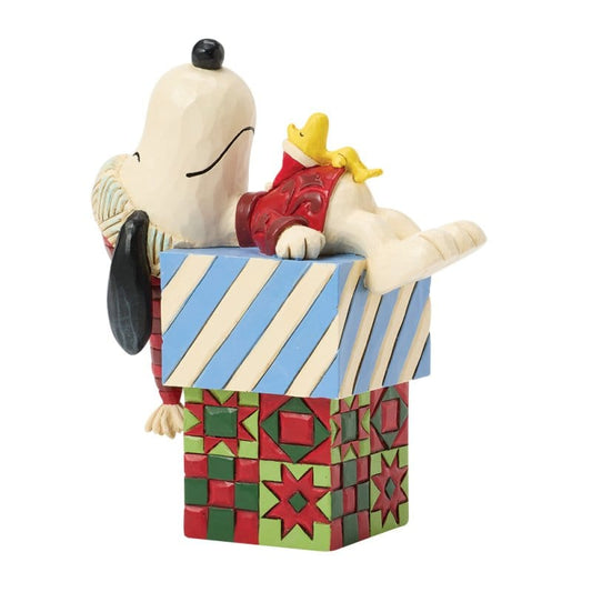 Snoopy & Woodstock on Stacked Gifts Figurine Peanuts By Jim Shore 6018683