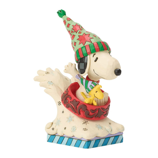 Snowy Shenanigans (Snoopy and Woodstock Dog Bowl Sled) Figurine Peanuts By Jim Shore 6018679