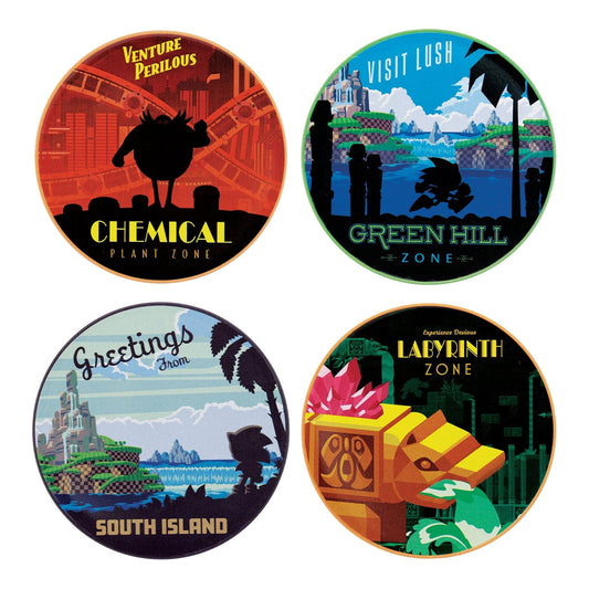 Sonic The Hedgehog Set of 4 Location Coasters
