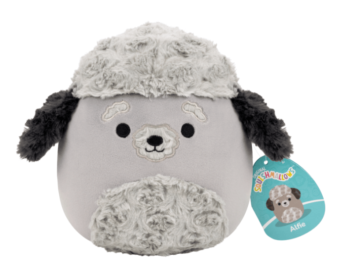 Squishmallows 7.5" Dog Squad Alfie The Grey Aussiedoodle With Fuzzy Swirl Belly
