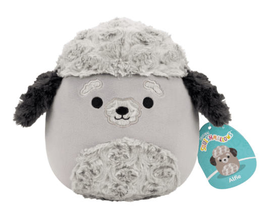 Squishmallows 7.5" Dog Squad Alfie The Grey Aussiedoodle With Fuzzy Swirl Belly