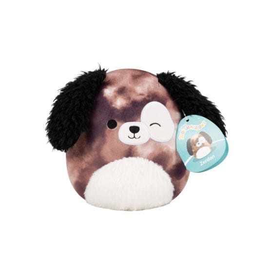 Squishmallows 7.5" Dog Squad Zerdan Winking Brown Marbled Dog With White Spotted Eye And Fuzzy Belly