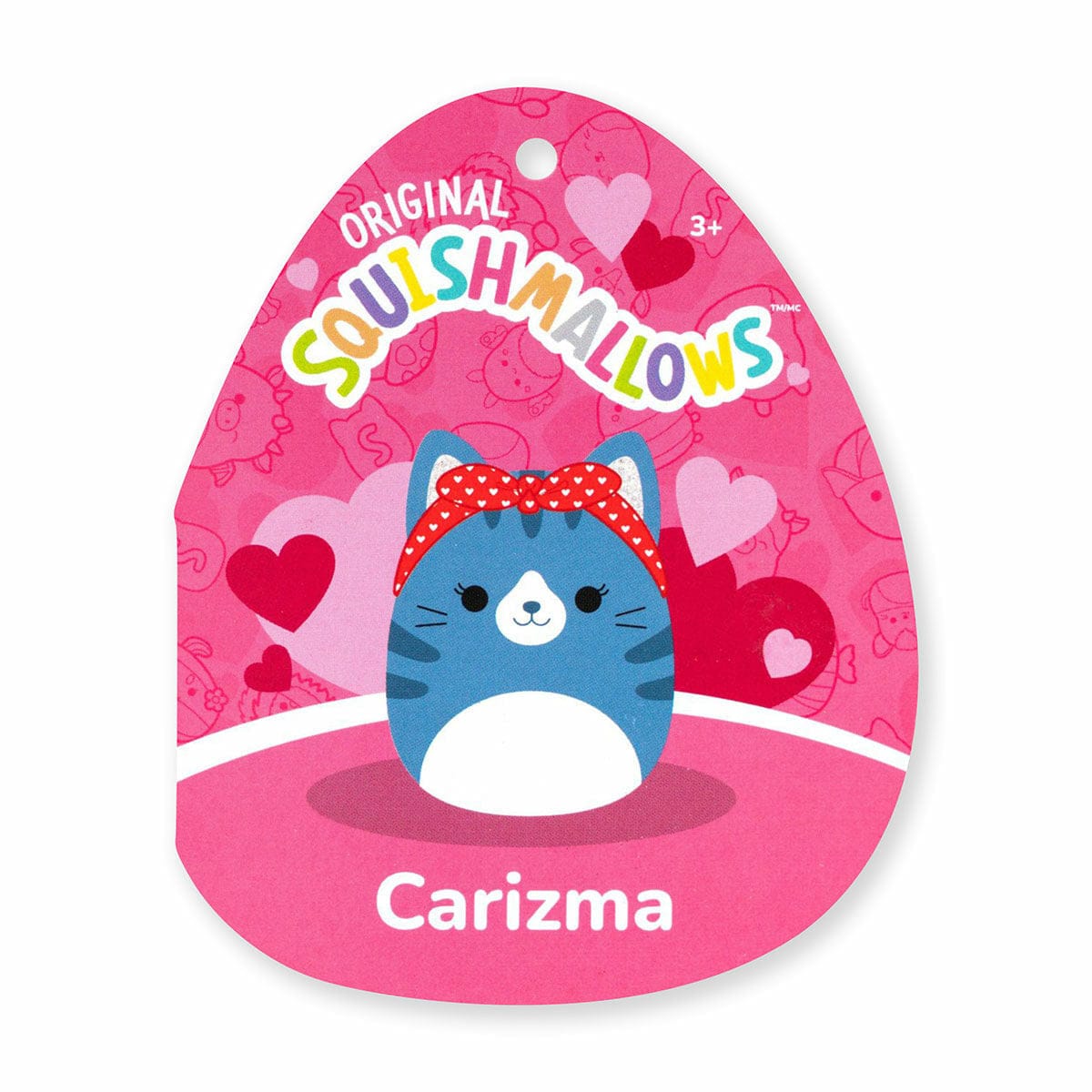 Squishmallows 7.5" Valentines Carizma The Blue Tabby Cat with Heart Bandana