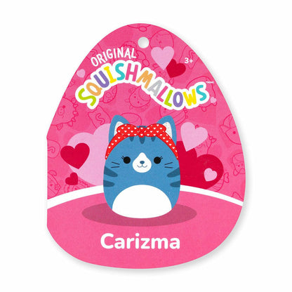 Squishmallows 7.5" Valentines Carizma The Blue Tabby Cat with Heart Bandana