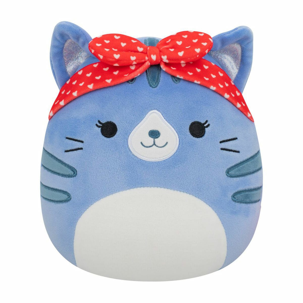 Squishmallows 7.5" Valentines Carizma The Blue Tabby Cat with Heart Bandana