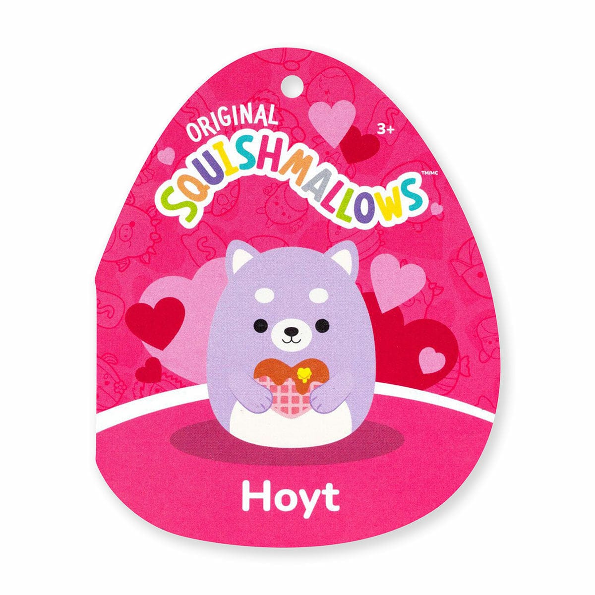 Squishmallows 7.5" Valentines Hoyt The Lavender Shiba Inu with Heart Waffle