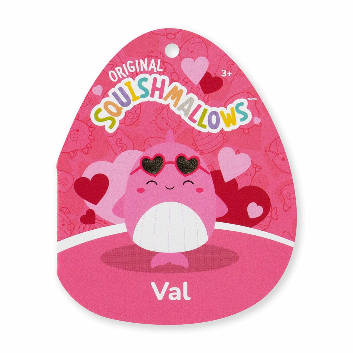 Squishmallows 7.5" Valentines Val the Pink Whale with Heart Sunglasses