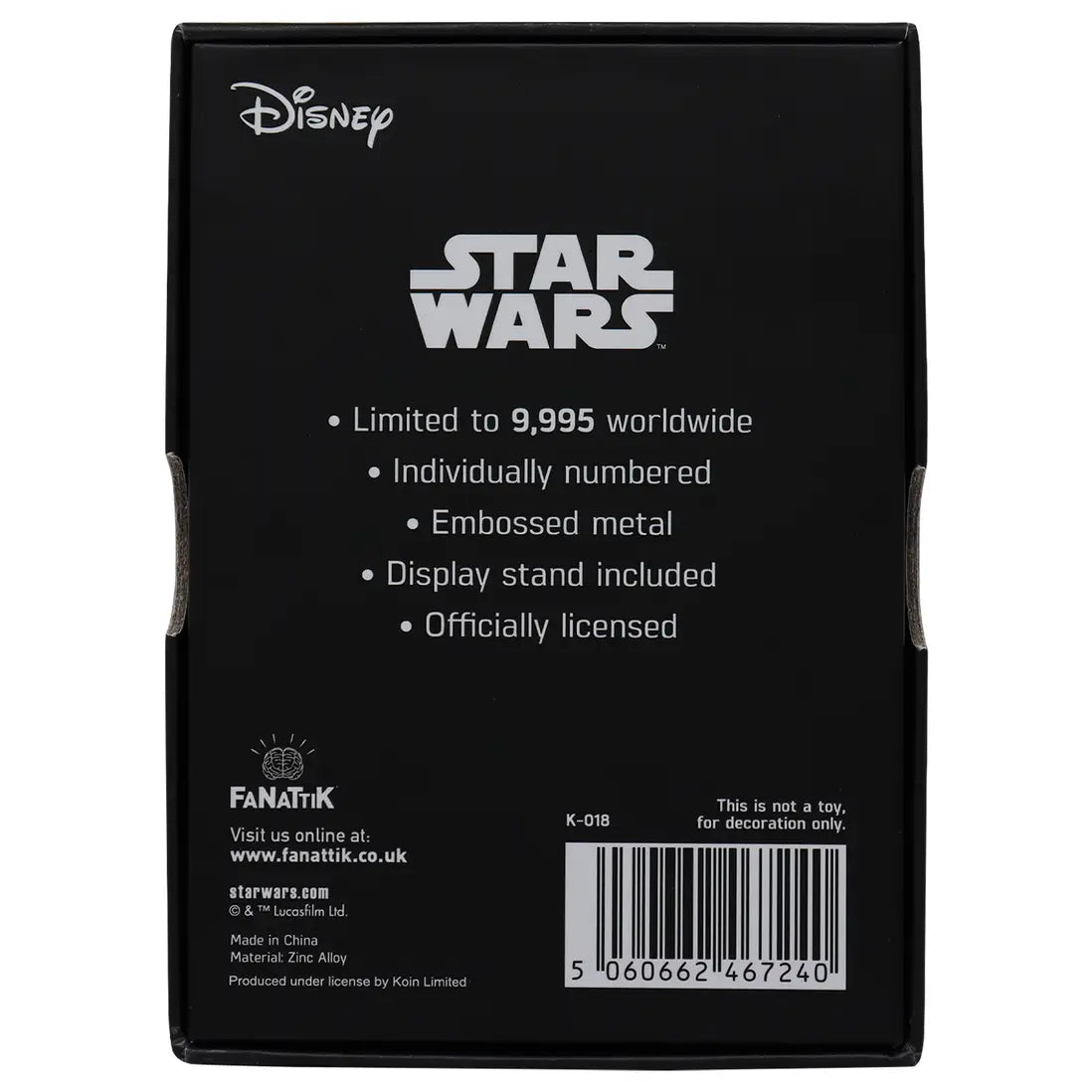 Star Wars My Only Hope Limited Edition Collectable Metal Ingot by Fanattik