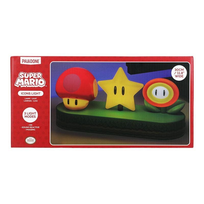 Super Mario Icons (Mushroom, Super Star & Fire Flower) Light By Paladone