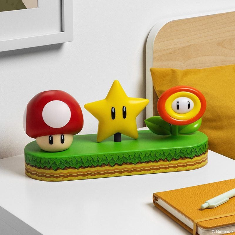 Super Mario Icons (Mushroom, Super Star & Fire Flower) Light By Paladone