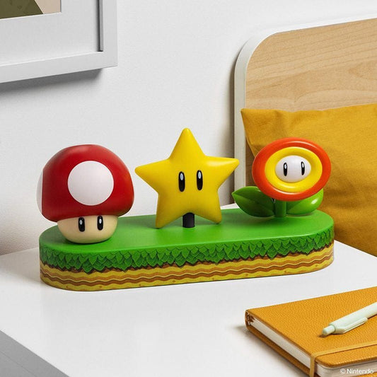 Super Mario Icons (Mushroom, Super Star & Fire Flower) Light By Paladone