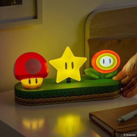 Super Mario Icons (Mushroom, Super Star & Fire Flower) Light By Paladone