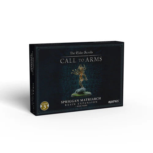 The Elder Scrolls Call To Arms Spriggan Matriarch by Modiphius comes in dark packaging featuring an image of the detailed Skyrim Spriggan Matriarch resin miniature on the front.