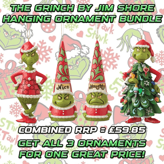 The Grinch by Jim Shore Set of 3 Hanging Ornaments Bundle