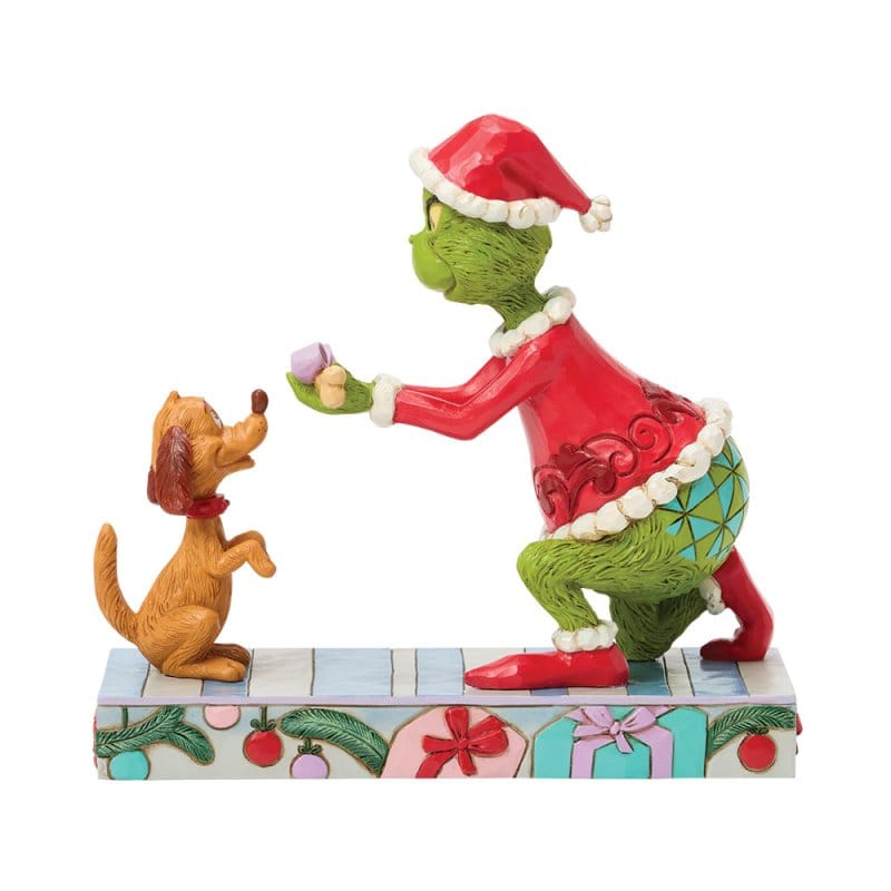 The Grinch Giving Max a Bone Figurine By Jim Shore 6018964