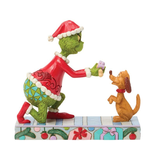 The Grinch Giving Max a Bone Figurine By Jim Shore 6018964