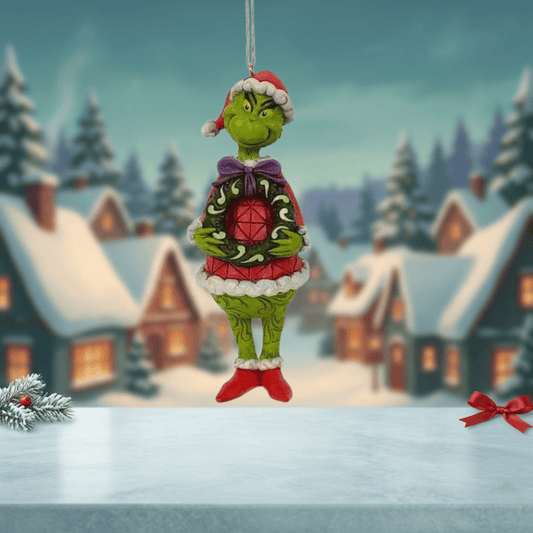 The Grinch with Wreath Hanging Ornament By Jim Shore