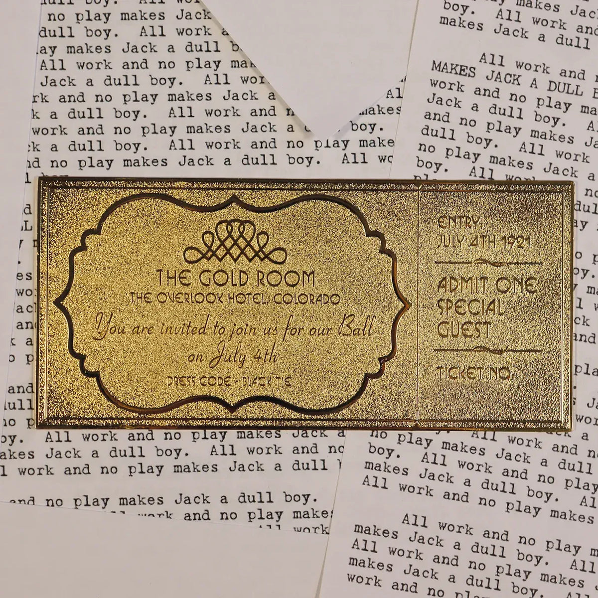 The Shining The Overlook Hotel Ball 24K Gold Plated Ticket