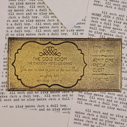 The Shining The Overlook Hotel Ball 24K Gold Plated Ticket