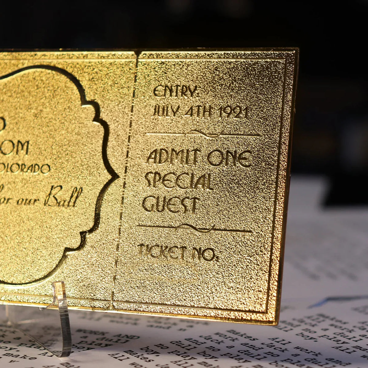 The Shining The Overlook Hotel Ball 24K Gold Plated Ticket