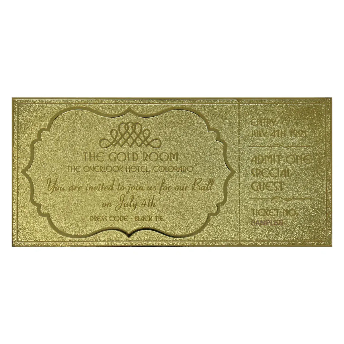 The Shining The Overlook Hotel Ball 24K Gold Plated Ticket