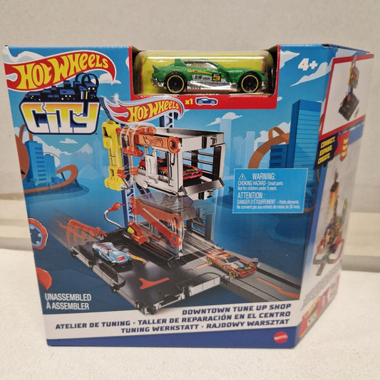 Hot Wheels City Downtown Tune Up Shop w/ Green Car