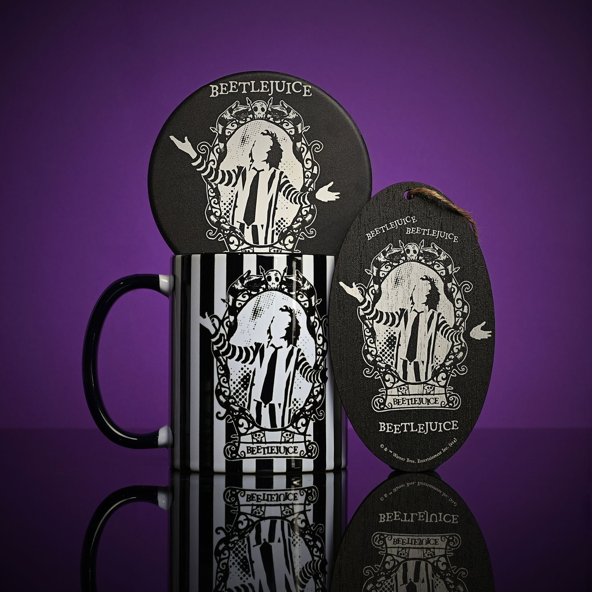 Warner Bros Beetlejuice Striped Mug - "Ghost With The Most" Beetlejuice