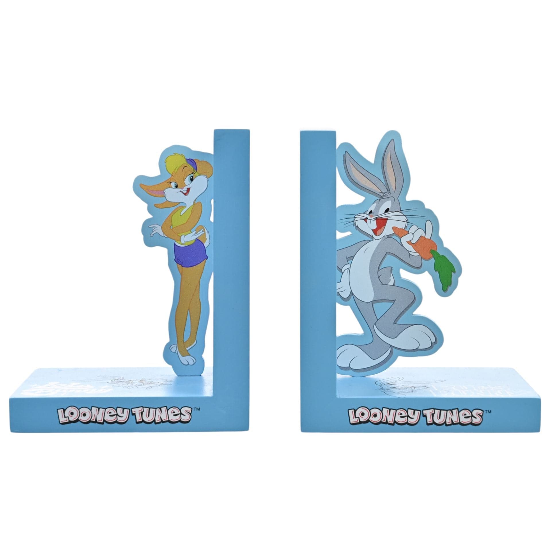 Warner Bros Looney Tunes Bugs Bunny And Lola Wooden Bookends