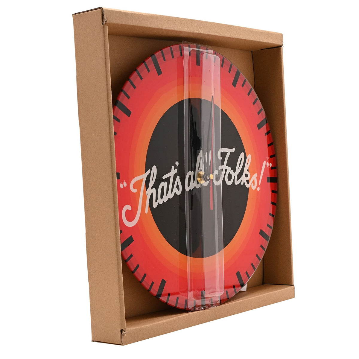 Warner Bros Looney Tunes "That's All Folks"  30cm Glass Clock