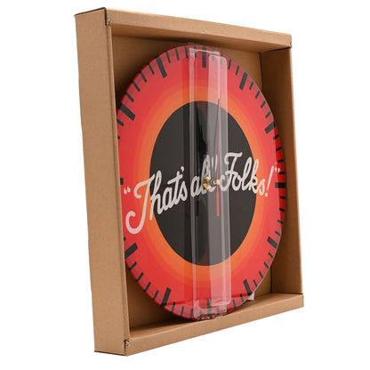 Warner Bros Looney Tunes "That's All Folks"  30cm Glass Clock