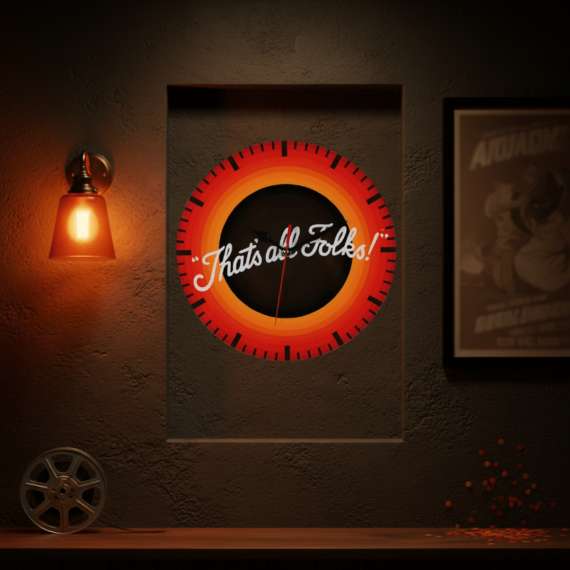 Warner Bros Looney Tunes "That's All Folks"  30cm Glass Clock