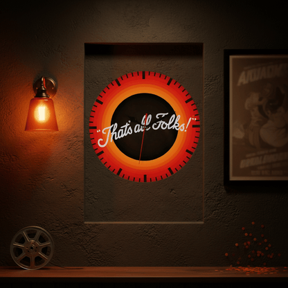 Warner Bros Looney Tunes "That's All Folks"  30cm Glass Clock
