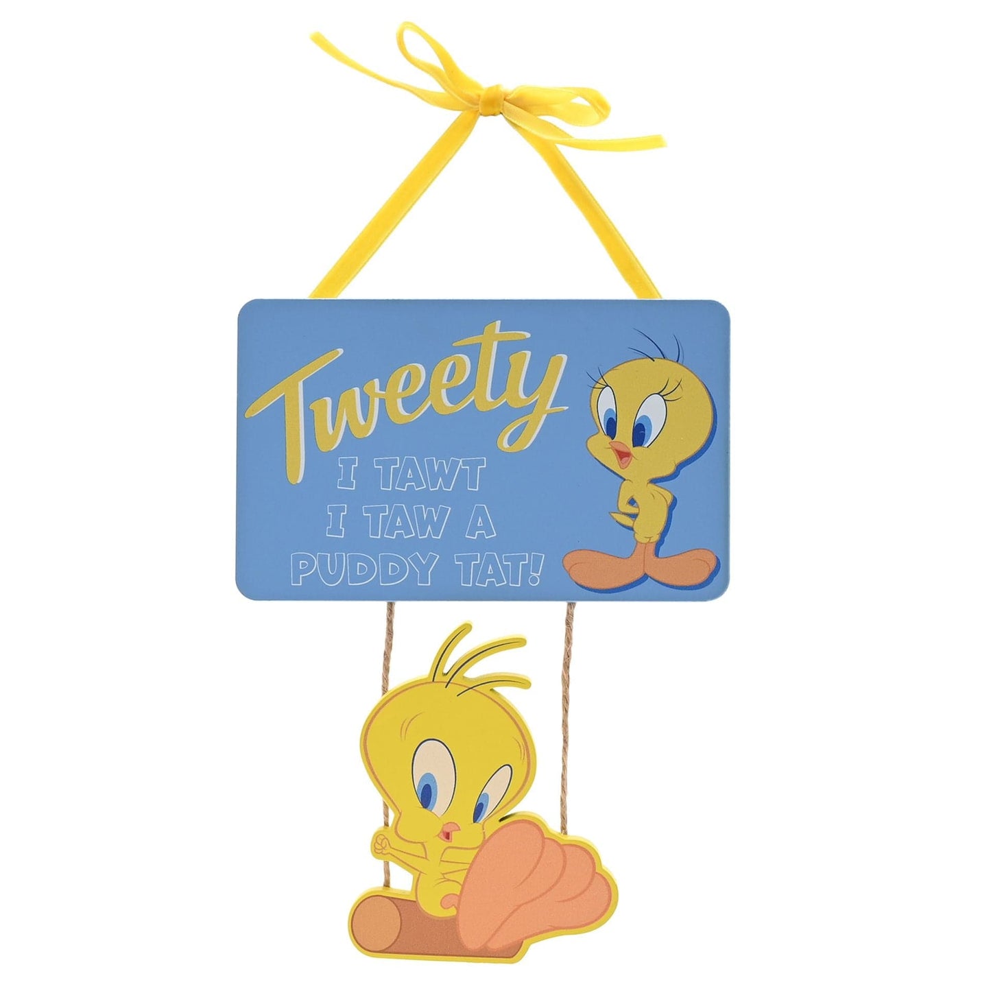 Warner Bros Looney Tunes Tweety Pie MDF Plaque With Swinging Tweety